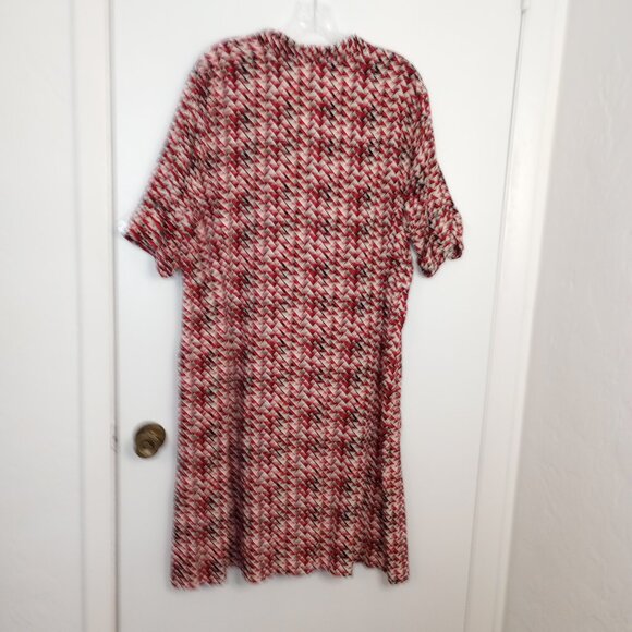 J. Jill Red & Black Triangle Print Shirt Dress - Picture 7 of 10